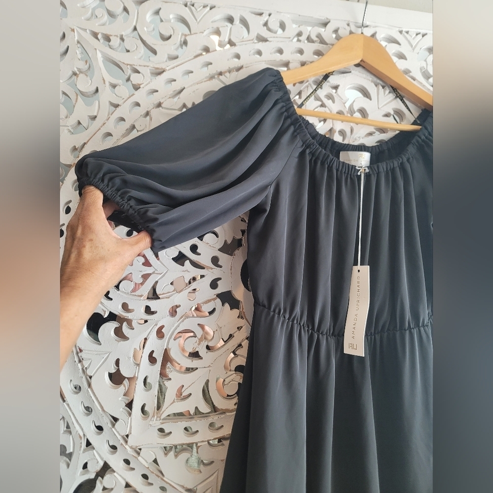 AMANDA UPRICHARD CLASSIC LIYTLE Black dress with Puff Sleeves NWT SIZE 8P - Picture 4 of 10